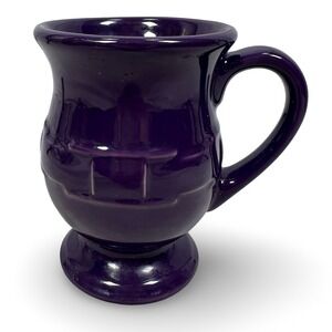 Longaberger Pottery Woven Traditions Eggplant Purple Pedestal Latte Mug Cup